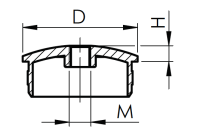 Kappe hohl leicht gewölbt mit Bohrung 33,7x2,0mm M8