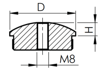 Kappe voll leicht gewölbt mit Bohrung 48,3x2,0mm M8