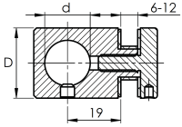 Querstabhalter D25mm d12mm