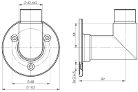 Wandflansch Eckbogen 42,4x2,0mm
