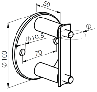 Wandbefestigung 33,7mm D100mm