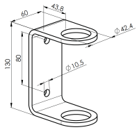 Wandbefestigung 42,4mm 130x60mm d10,5mm