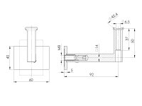Handlaufträger 92x50mm 42,4mm 40x60mm M8
