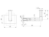 Handlaufträger 89x45mm flach 40x60mm M8