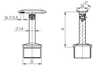 Handlaufträger mit Gelenk Ø48,3 H: 79mm