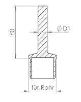 Handlauftäger für Rohr ø42,4 H: 80mm D14mm