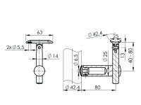 Handlaufträger mit Gelenk 80x40-80mm ø42,4...