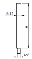 Stift V4A ø12 H: 100mm M8