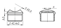 Adapter 42,4x2,0 Anschluss ø42,4 d:6,5mm