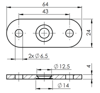 Trägerplatte 64x24x4 flach