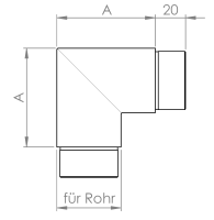 Fitting Eckbogen scharf 90° lang, 42,4x2,0 mm