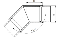 Fitting Eckbogen 45°, 42,4x2,0 mm