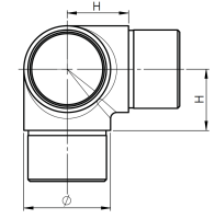V2A T-Verbinder 90°, 42,4x2,0 mm
