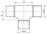 V2A T-Verbinder, 40x40x2,0 mm